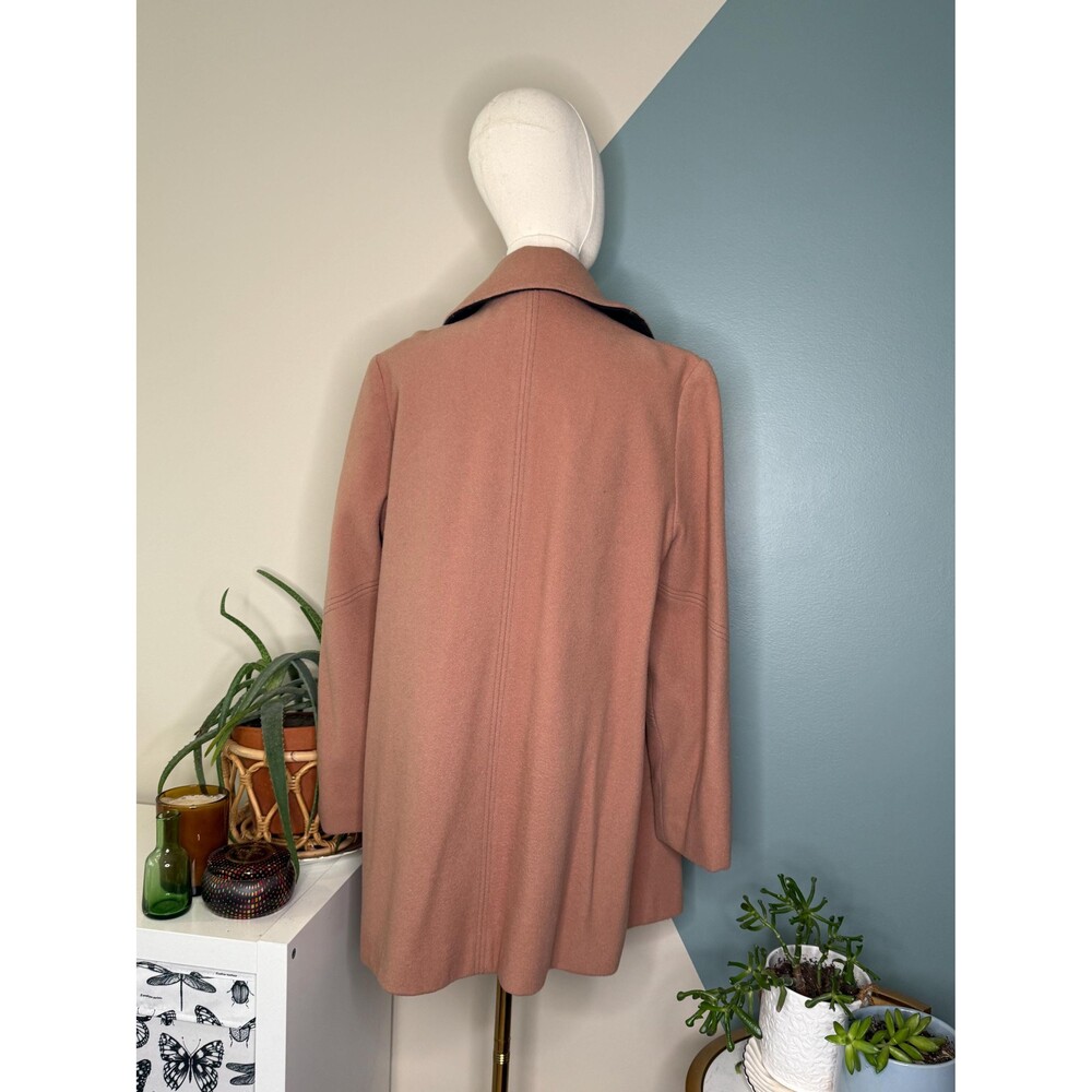 Vintage Camel Wool Coat 70s 80s Jacket Plaid Lined Winter Coat Women’s S-M - Picture 4 of 12